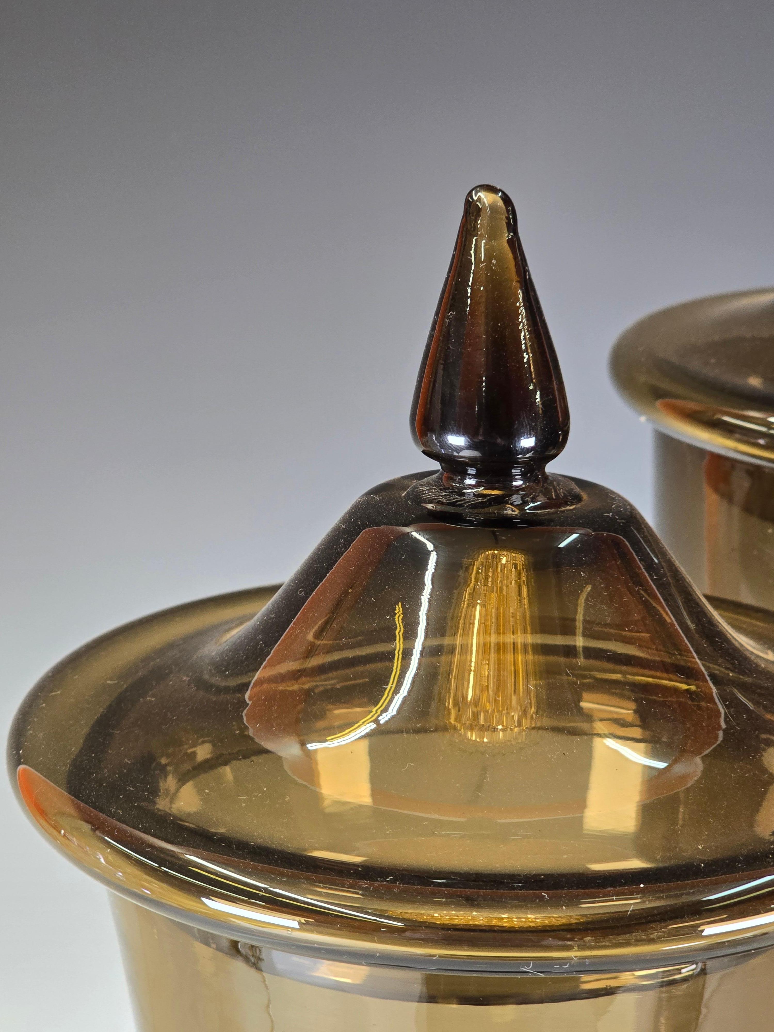 Pair of Coordinated Apothecary Jars by Empoli For Sale 1