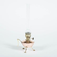 Pair of Copper and Brass Chamber Oil Lamps, circa 1880