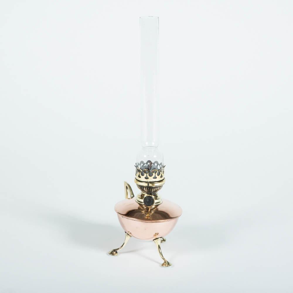 Pair of Copper and Brass Chamber Oil Lamps, circa 1880 1