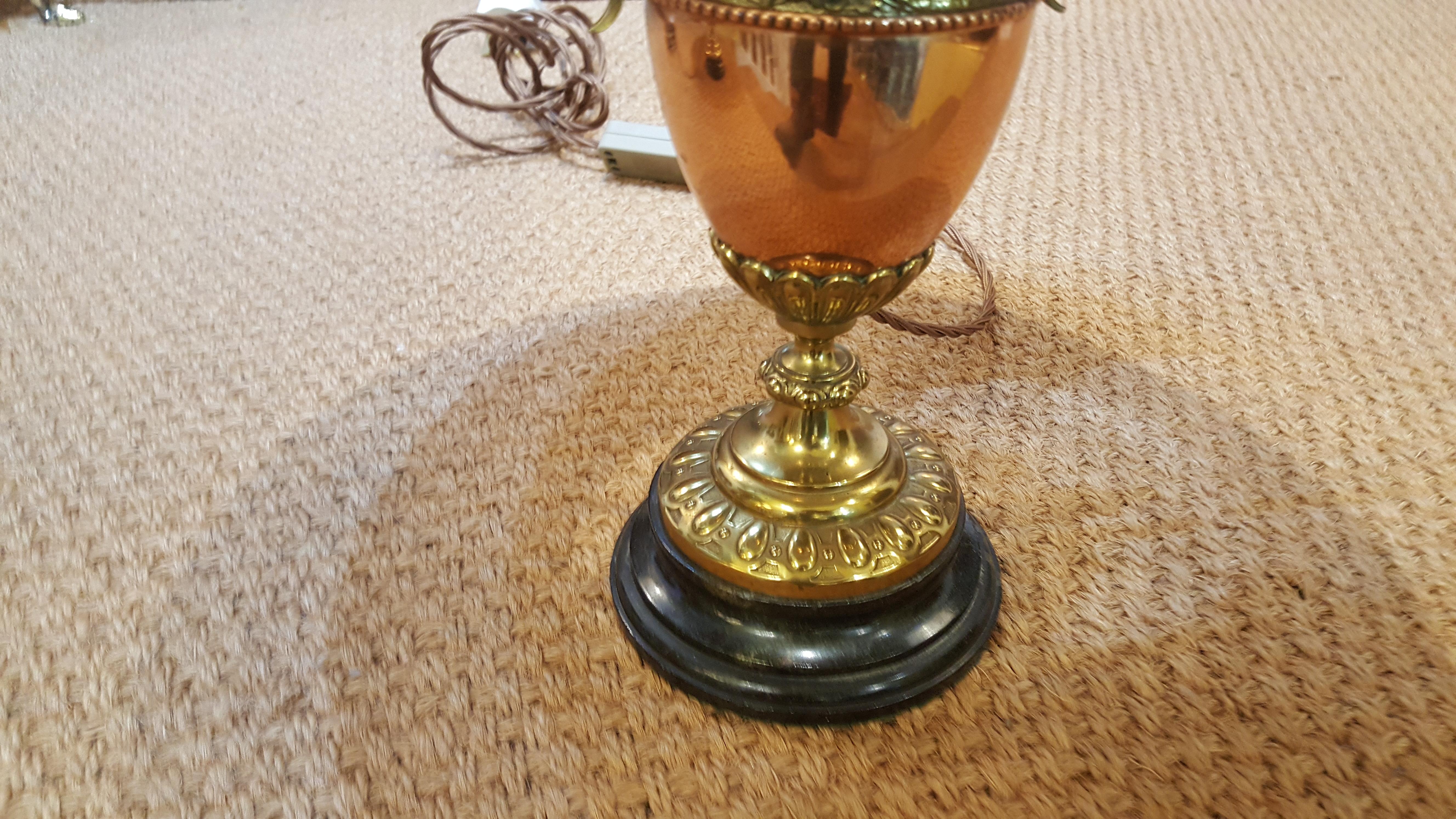 Pair of Copper and Brass Classical Table Lamps In Good Condition For Sale In Altrincham, GB