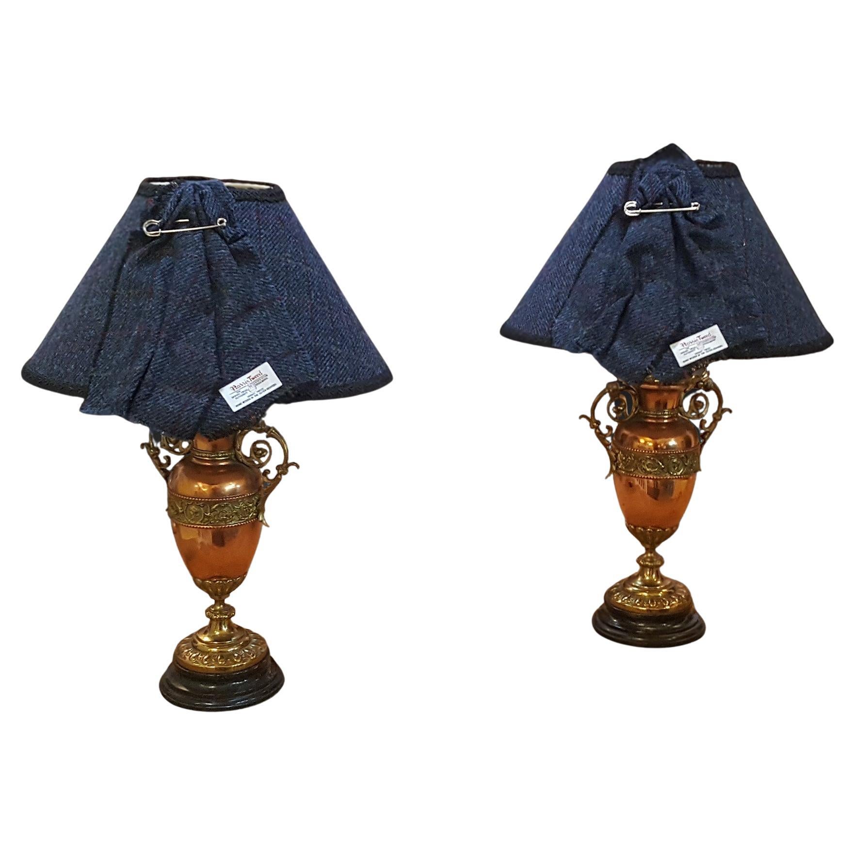 paire de lampes de table classiques en cuivre et laiton