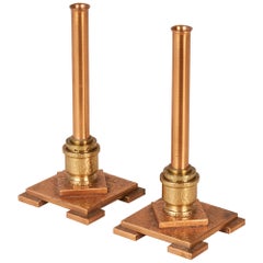 Pair of Copper and Brass Convertible Candlesticks