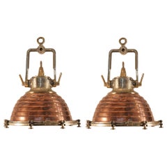 Paire de pendentifs nautiques en cuivre et laiton