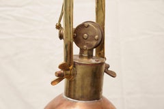 Pair of Nautical Copper and Brass Pendant Ship's Deck Lights, 1970s