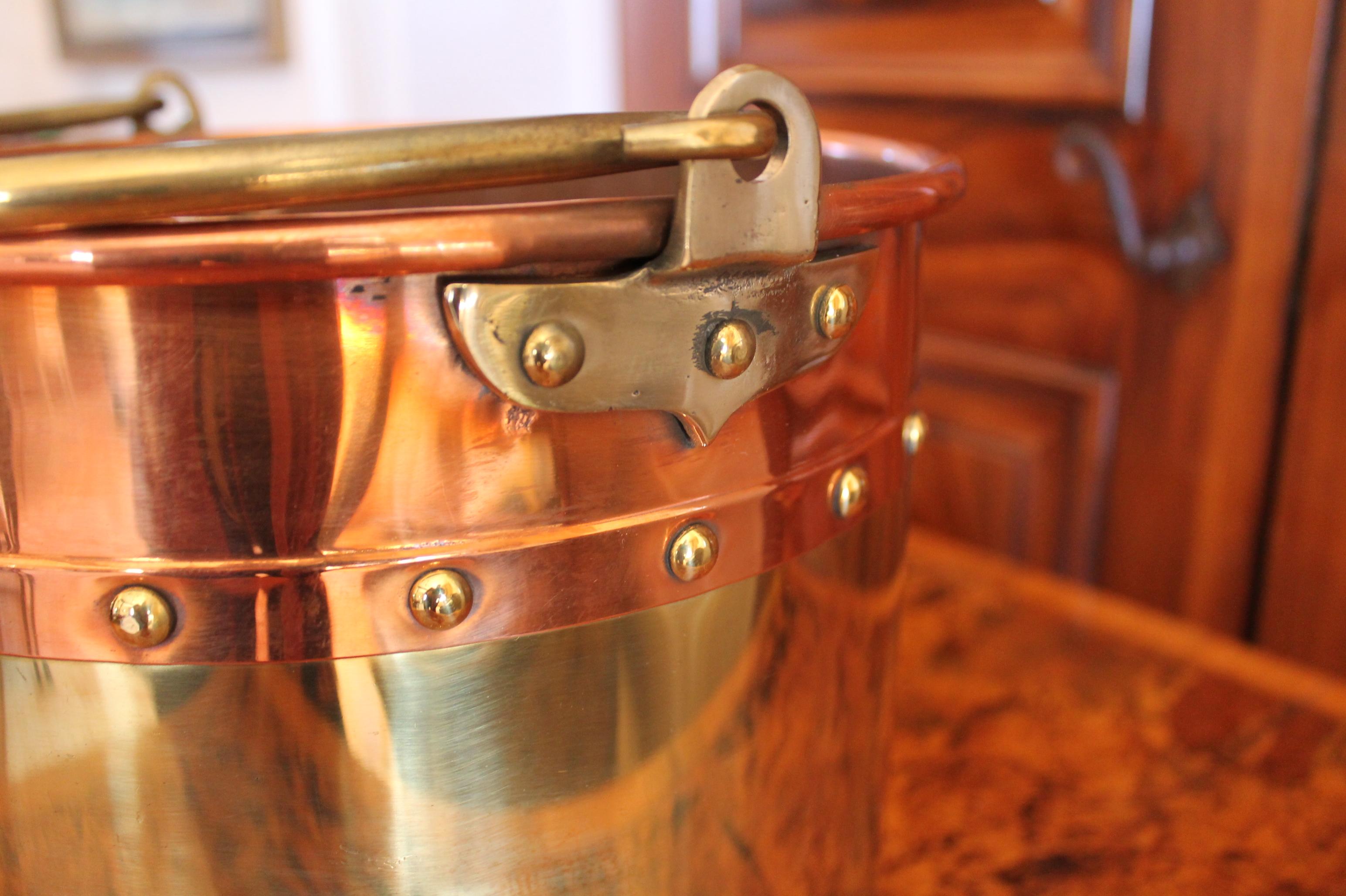 Georgian Pair of Copper and Brass Studded Kindling Buckets For Sale