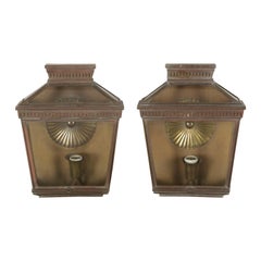 Antique Pair of Copper and Brass Wall Lanterns