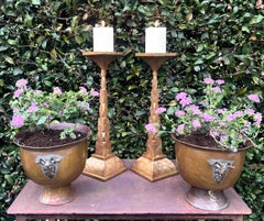 Pair of Copper and Mixed Metal late 19th Century Jardinieres with Ram Handles