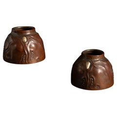 Pareja de jarrones Art Nouveau de cobre de Ludwig Karl Maria Vierthaler