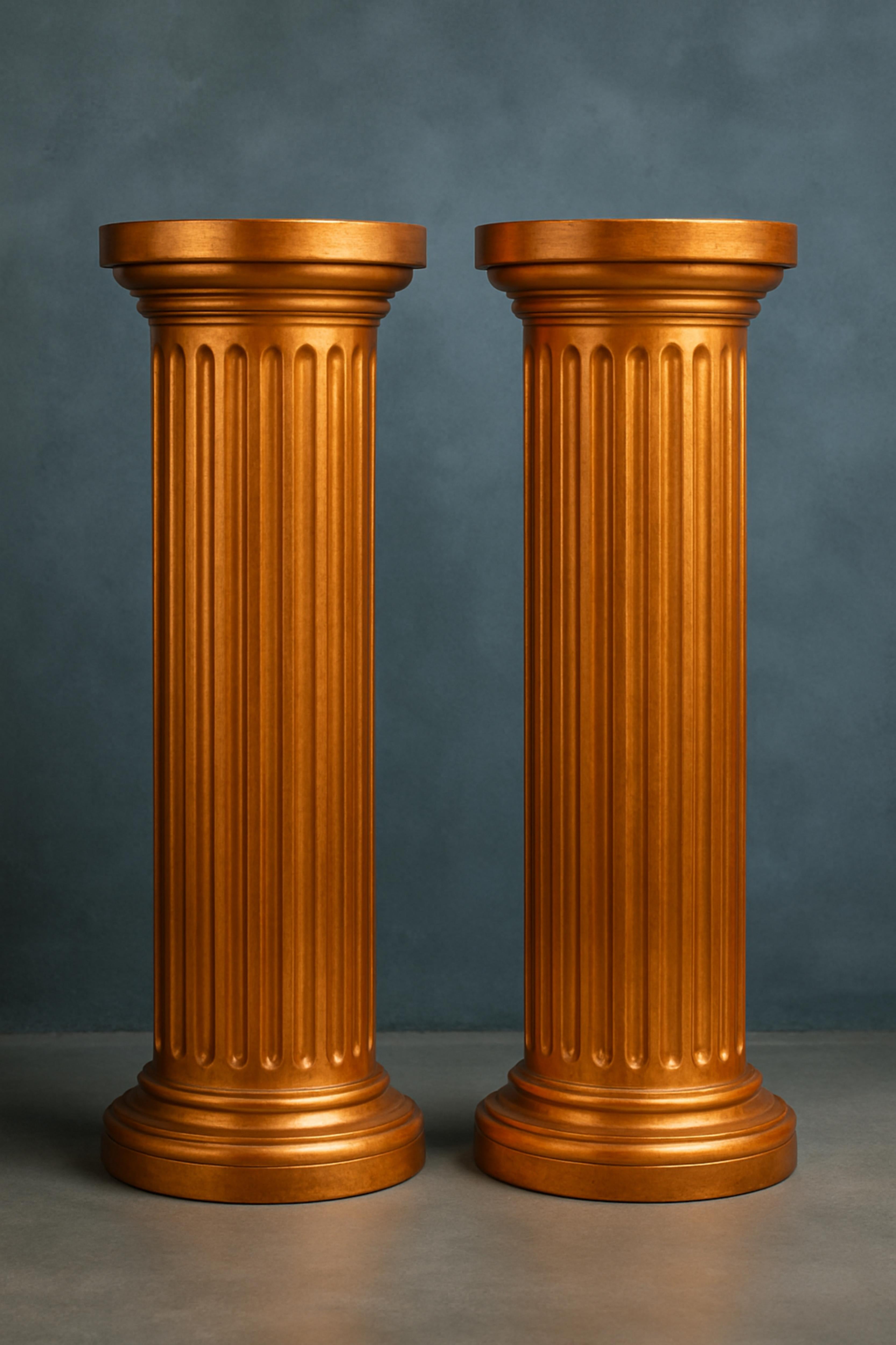 Pair of Copper Gilt Wood Column, Louis Philippe Style, 19th Century For Sale 1