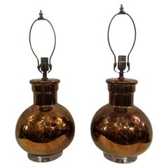 Pair of Copper Glazed Porcelain Lamps