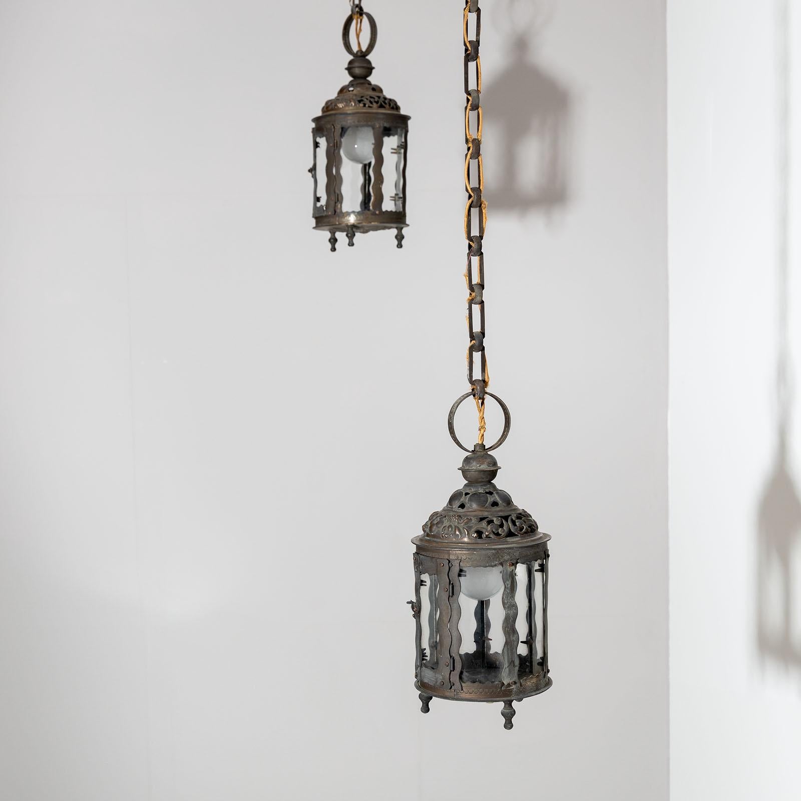 European Pair of Copper Lanterns, late 19th Century For Sale
