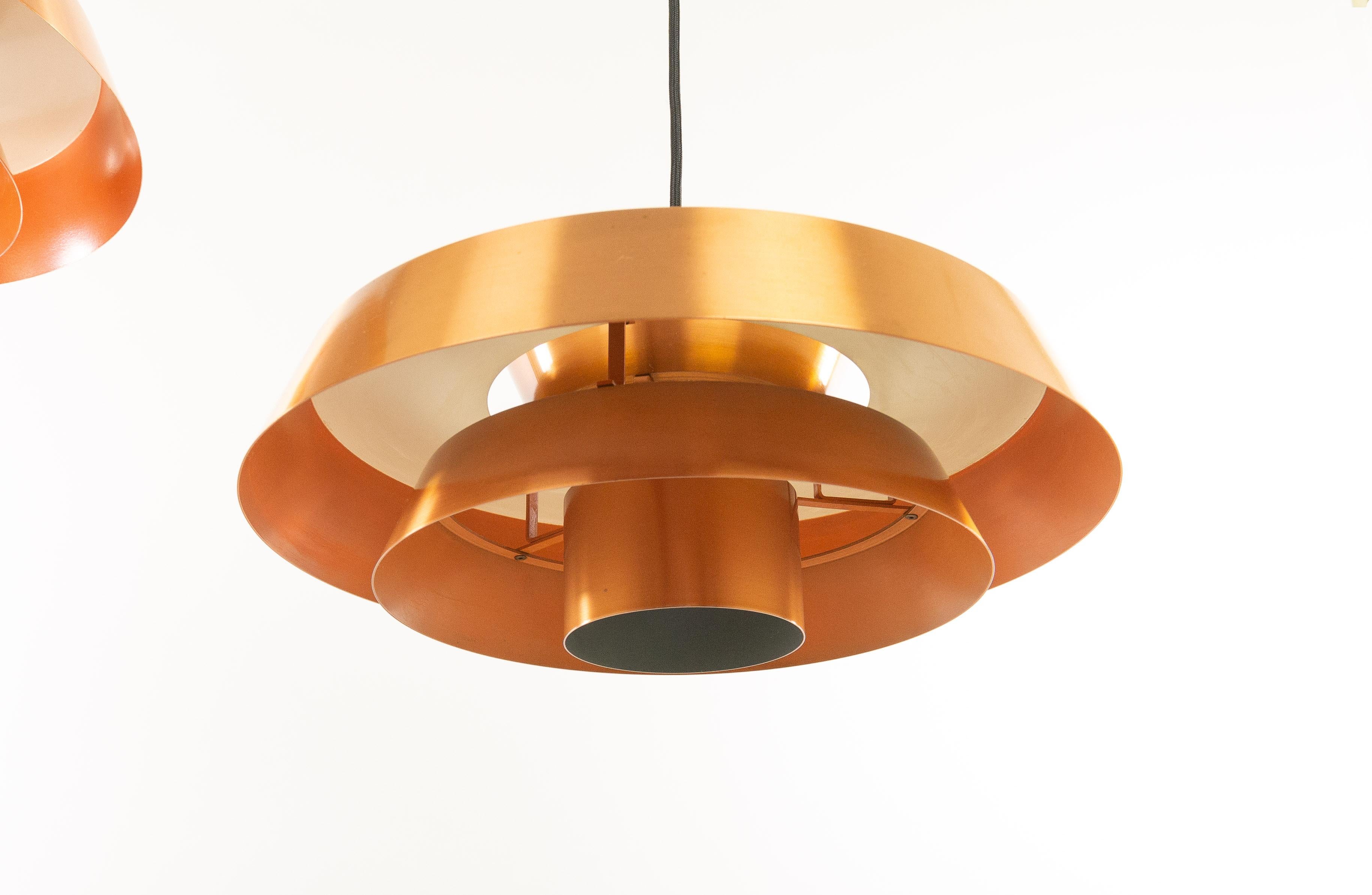 Mid-20th Century Pair of Copper Nova Pendants by Jo Hammerborg for Fog & Mørup, 1960s