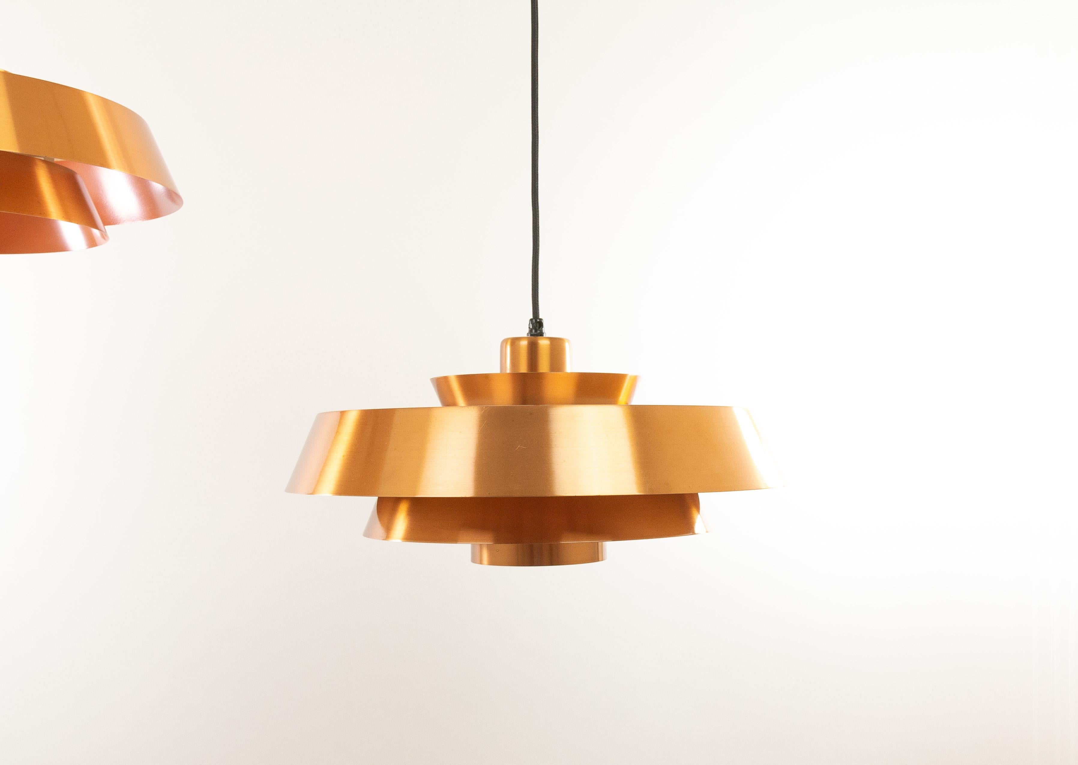 Pair of Copper Nova Pendants by Jo Hammerborg for Fog & Mørup, 1960s 1