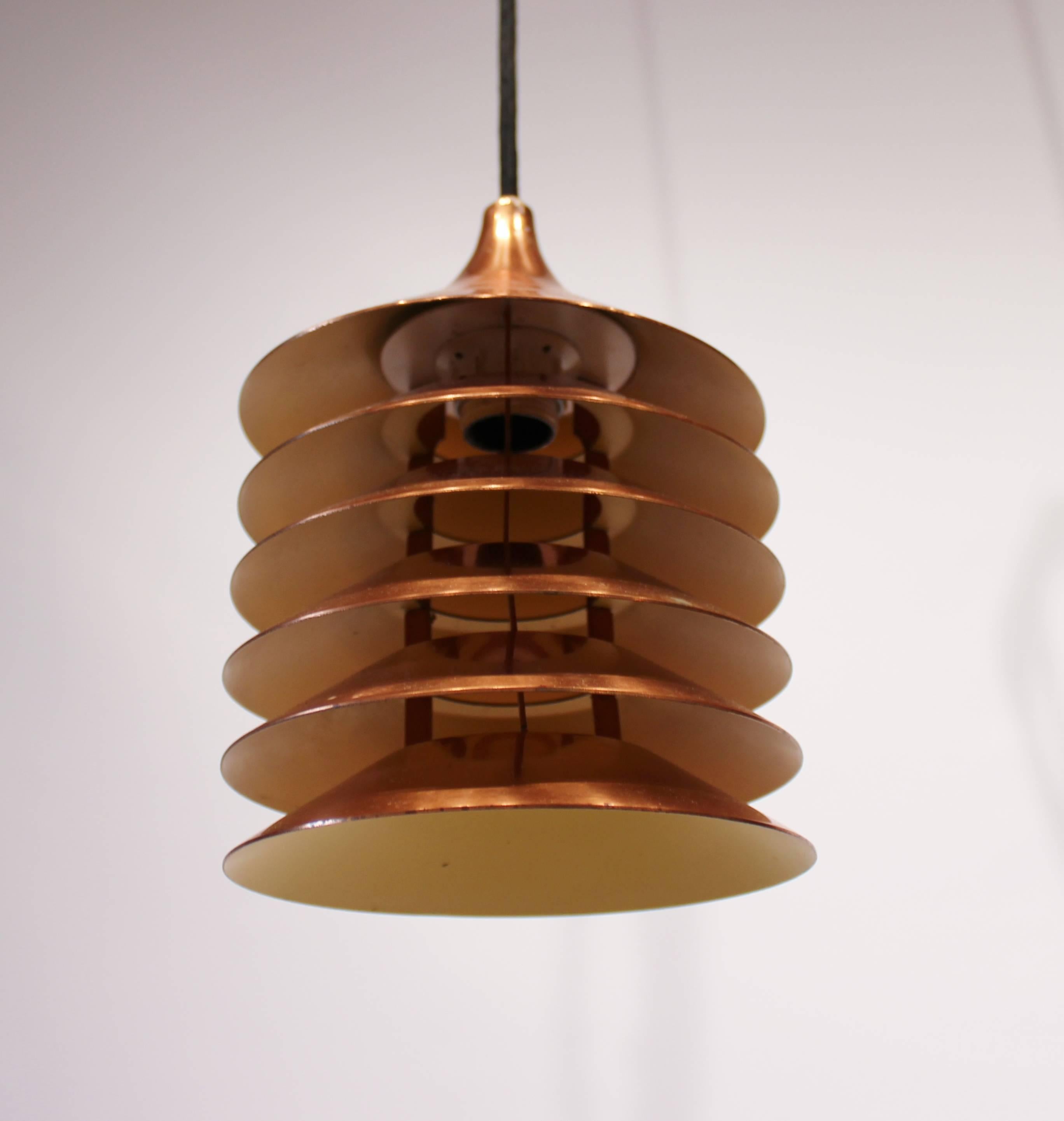 Mid-20th Century Pair of Copper Pendants of Danish Design from the 1960s For Sale