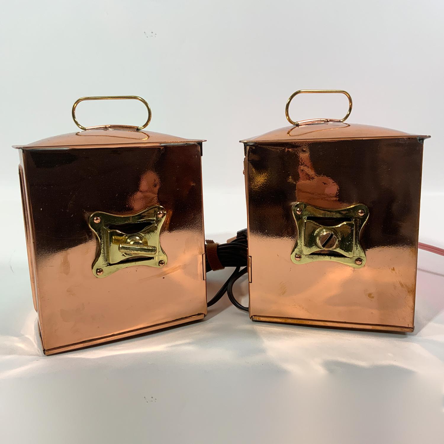 Early 20th Century Pair of Copper Port and Starboard Boast Lanterns