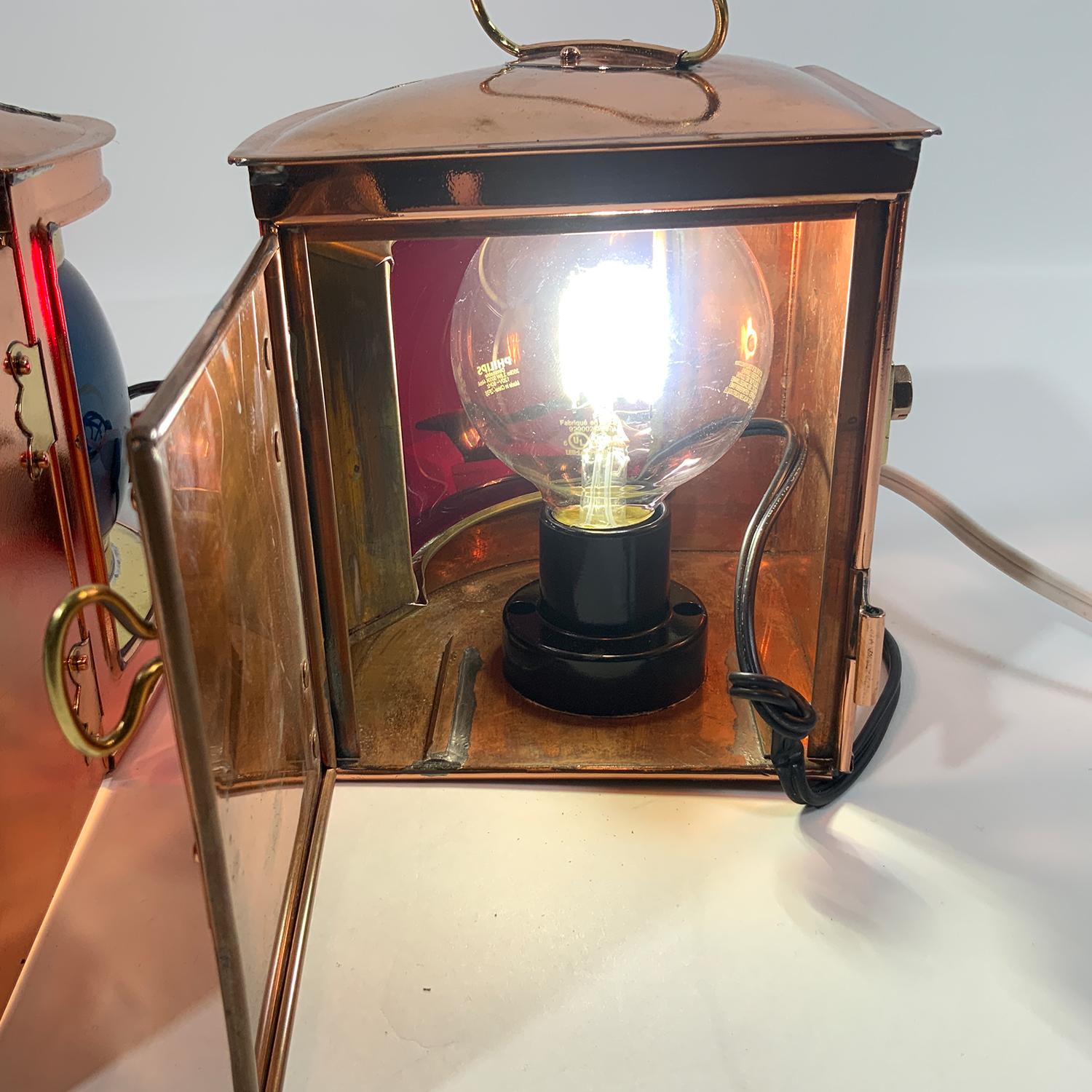 Pair of Copper Port and Starboard Boast Lanterns 2