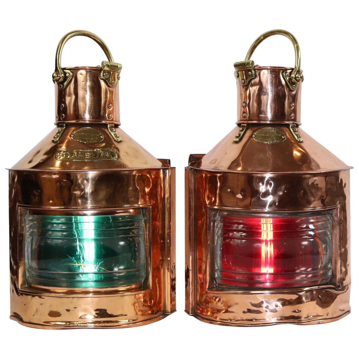 Pair of Copper Port and Starboard Lanterns at 1stDibs