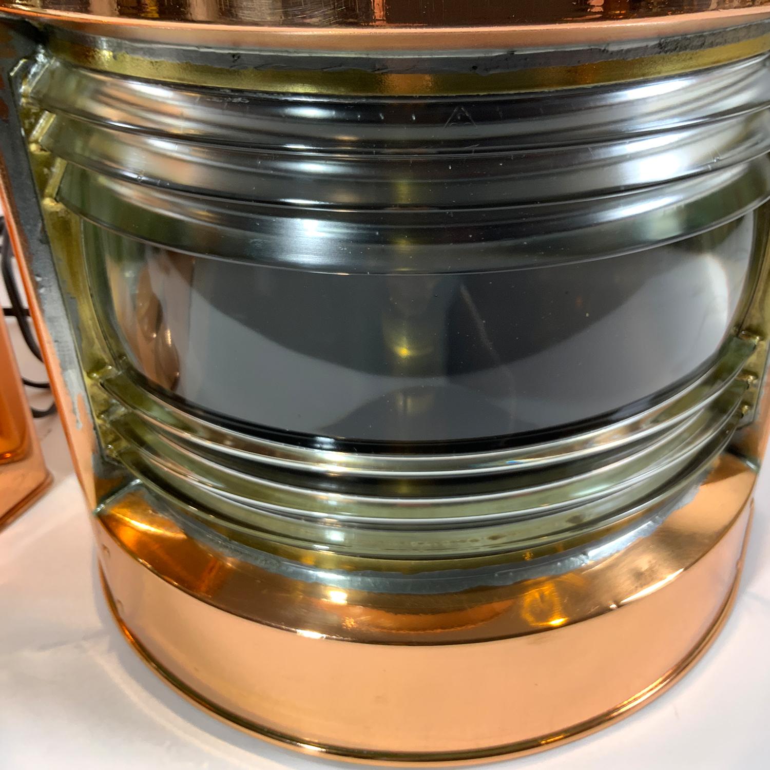 Pair of Copper Port and Starboard Ships Lanterns For Sale 3