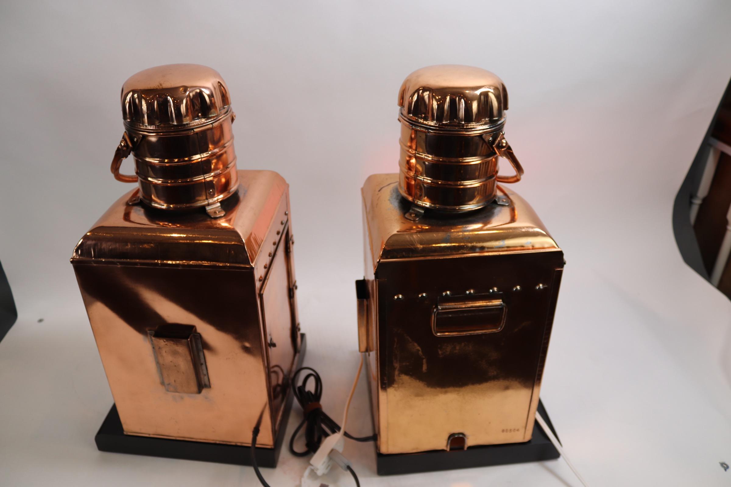 Pair of Copper Port and Starboard Ships Lanterns 3