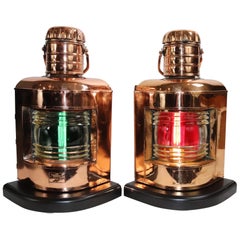 Pair of Copper Port and Starboard Ships Lanterns