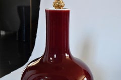 Pair of Copper Red Glazed Porcelain Lamps