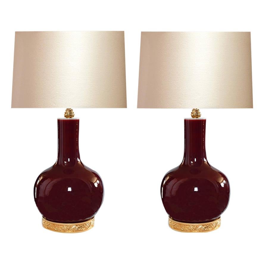 Pair of Copper Red Glazed Porcelain Lamps