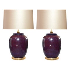 Pair of Copper Red Porcelain Lamps