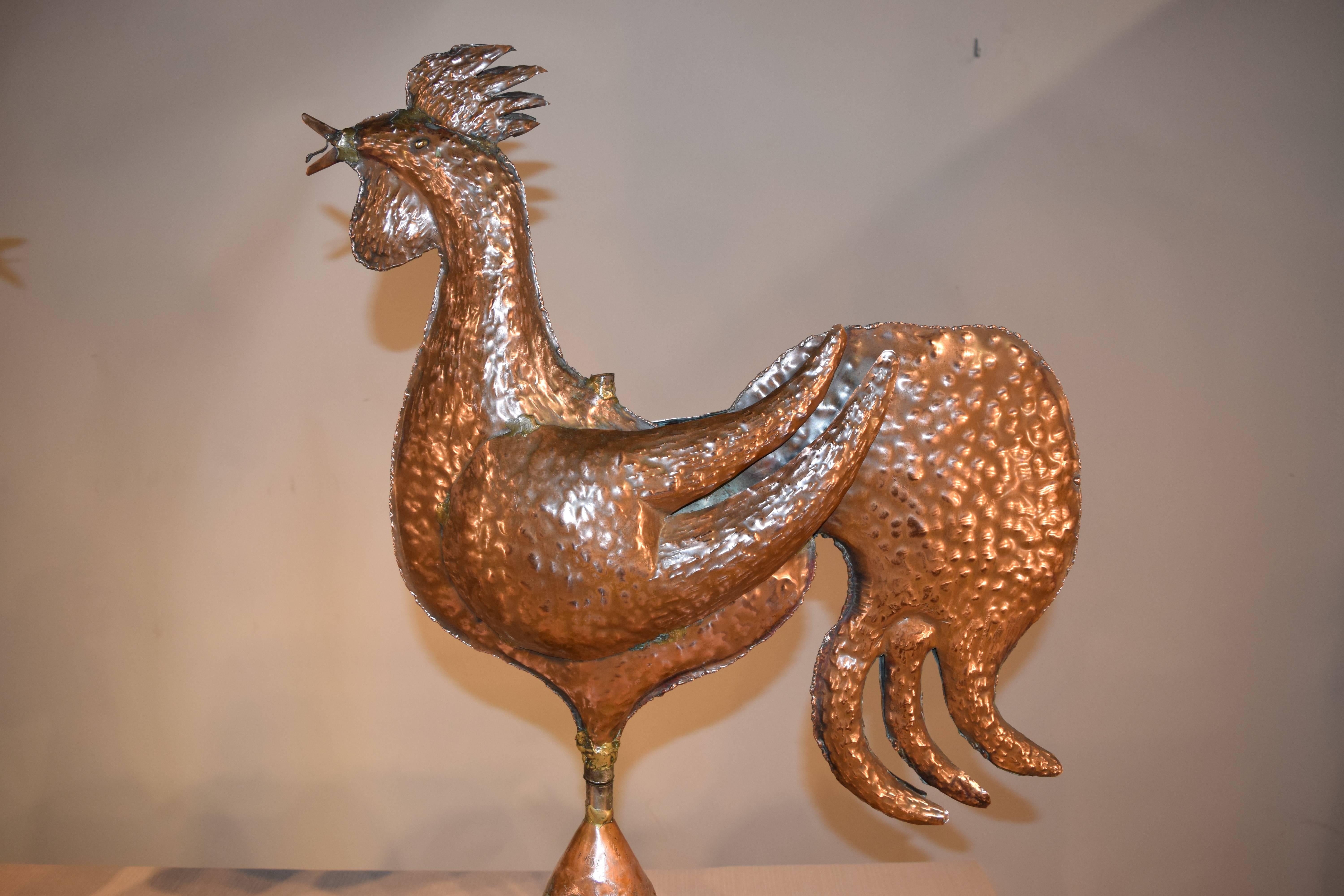 Hammered Pair of Copper Roosters, circa 1960
