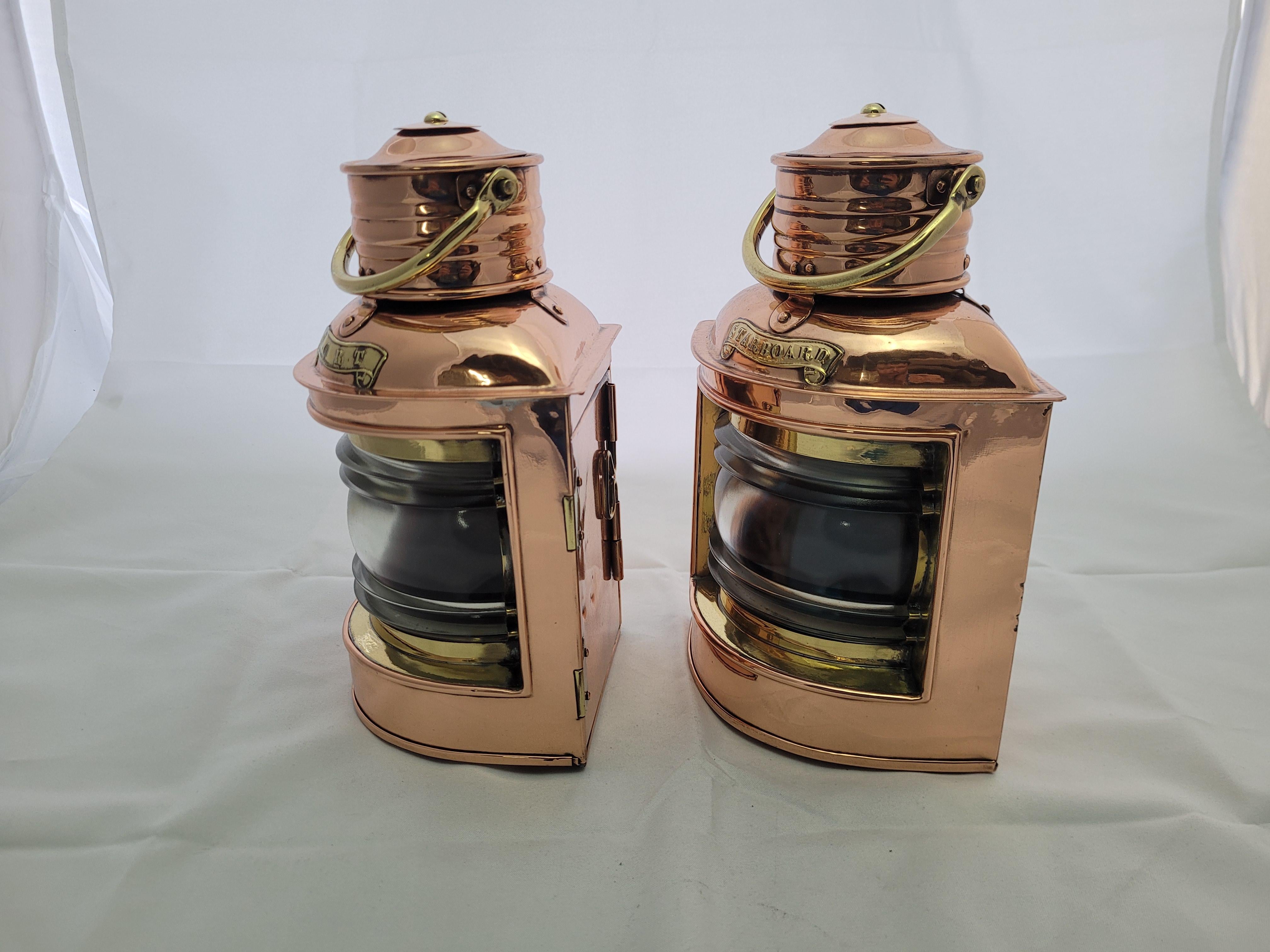 Pair of Copper Ships Lanterns from England In Good Condition In Norwell, MA