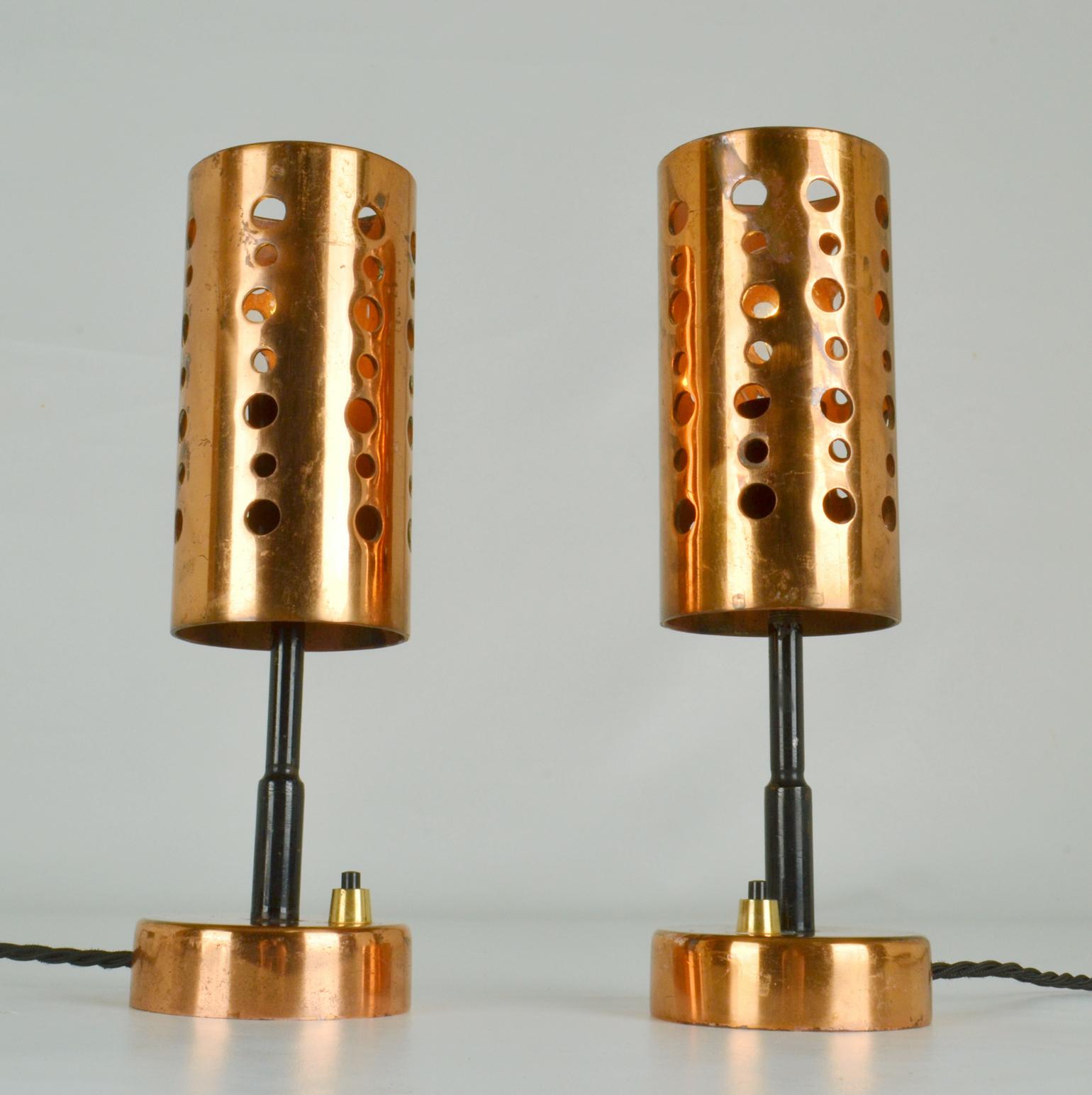 European Pair of Copper Table Lamps For Sale