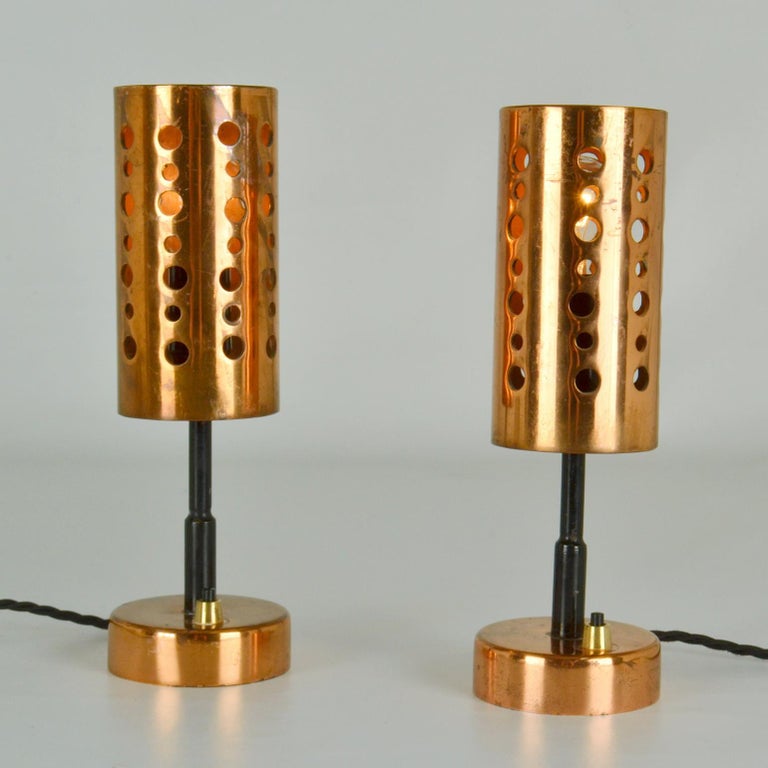 Pair of Copper Table Lamps For Sale at 1stDibs