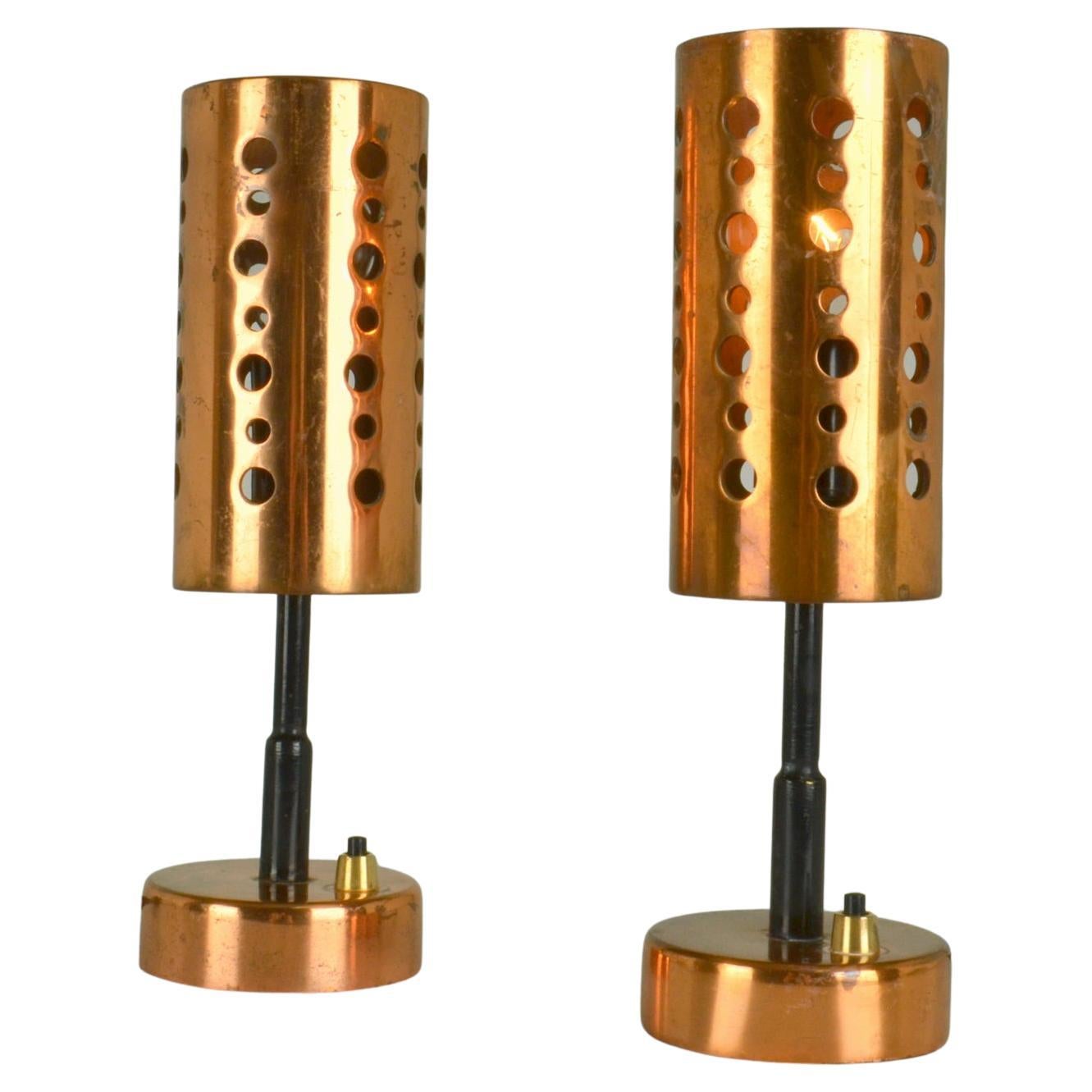 Pair of Copper Table Lamps For Sale