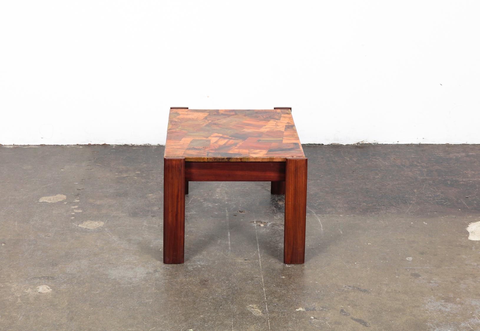 Pair of Copper Top Solid Imbuia Wood End Table Designed by Percival Lafer For Sale 7