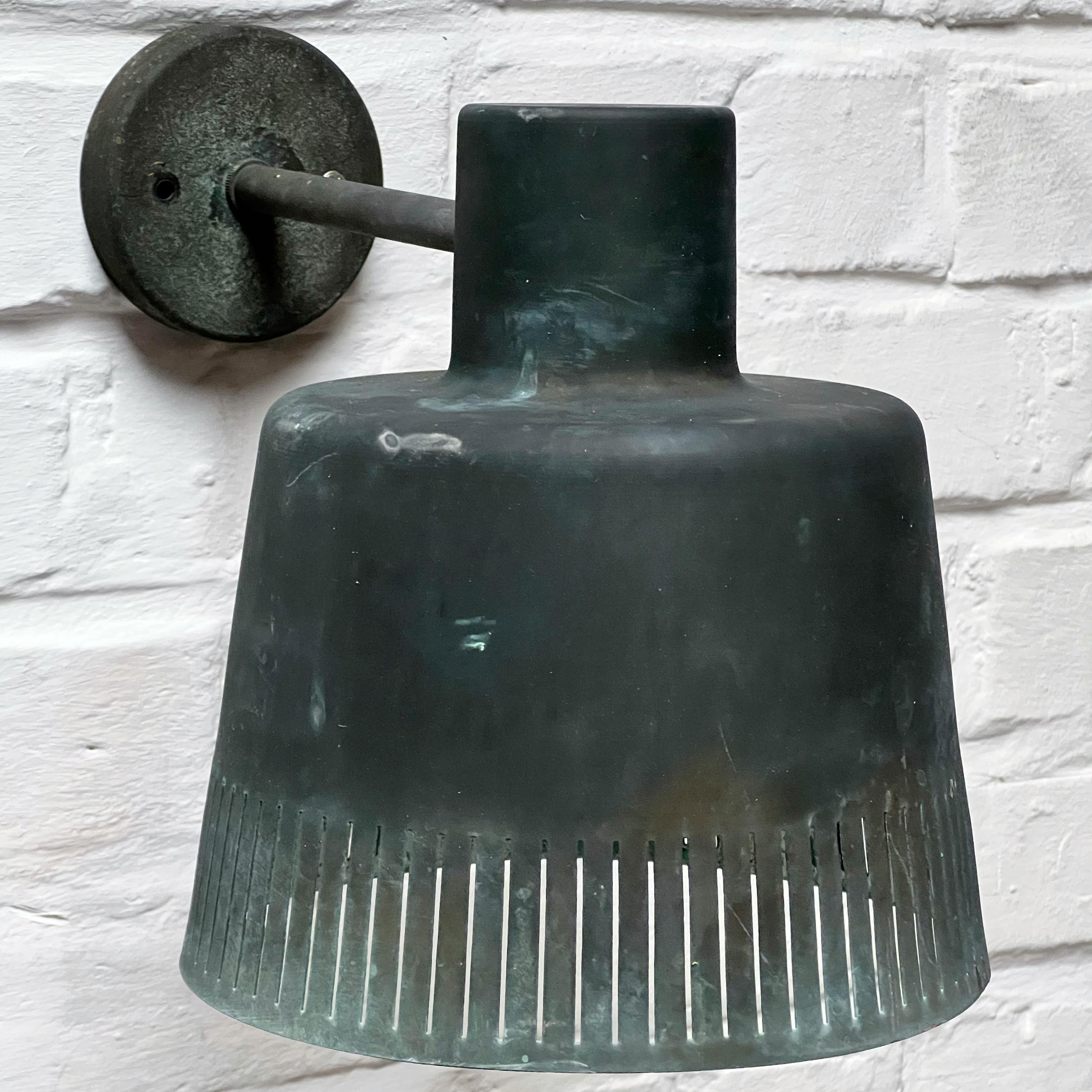 Scandinavian Modern Pair of Copper Wall Lamps by Hans Bergström, Ateljé Lyktan 1940/50s Sweden Rare