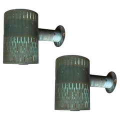 Vintage Pair of Copper Wall Lamps by Hans Bergström, Ateljé Lyktan 1940/50s Sweden Rare