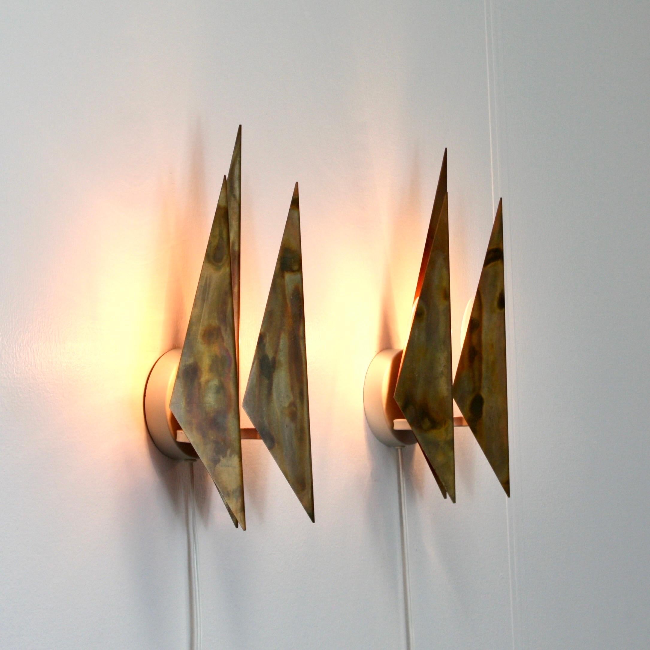 Pair of Copper Wall Lamps by Svend Aage Holm Sorensen, 1960s, Denmark For Sale 4
