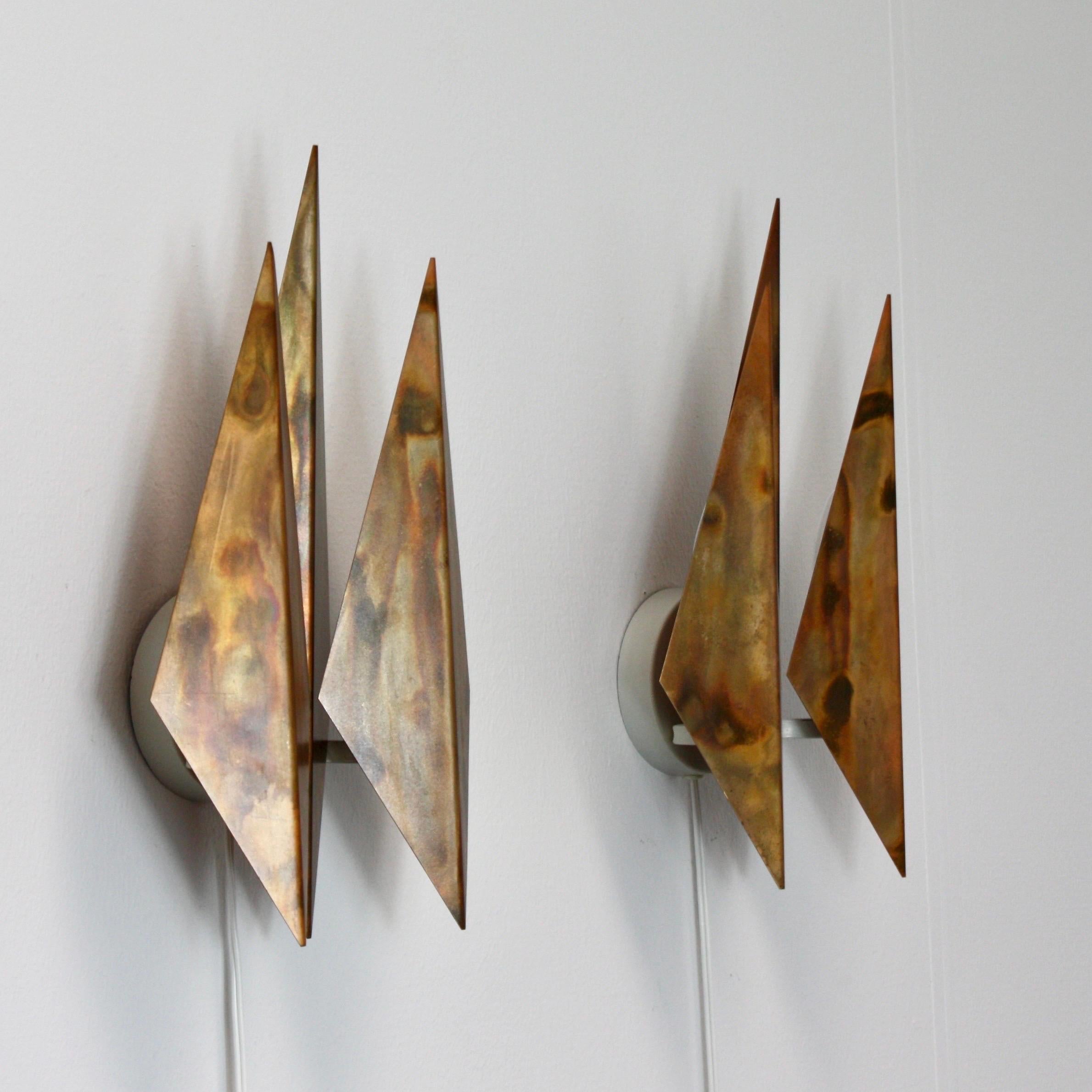 Pair of Copper Wall Lamps by Svend Aage Holm Sorensen, 1960s, Denmark For Sale 5
