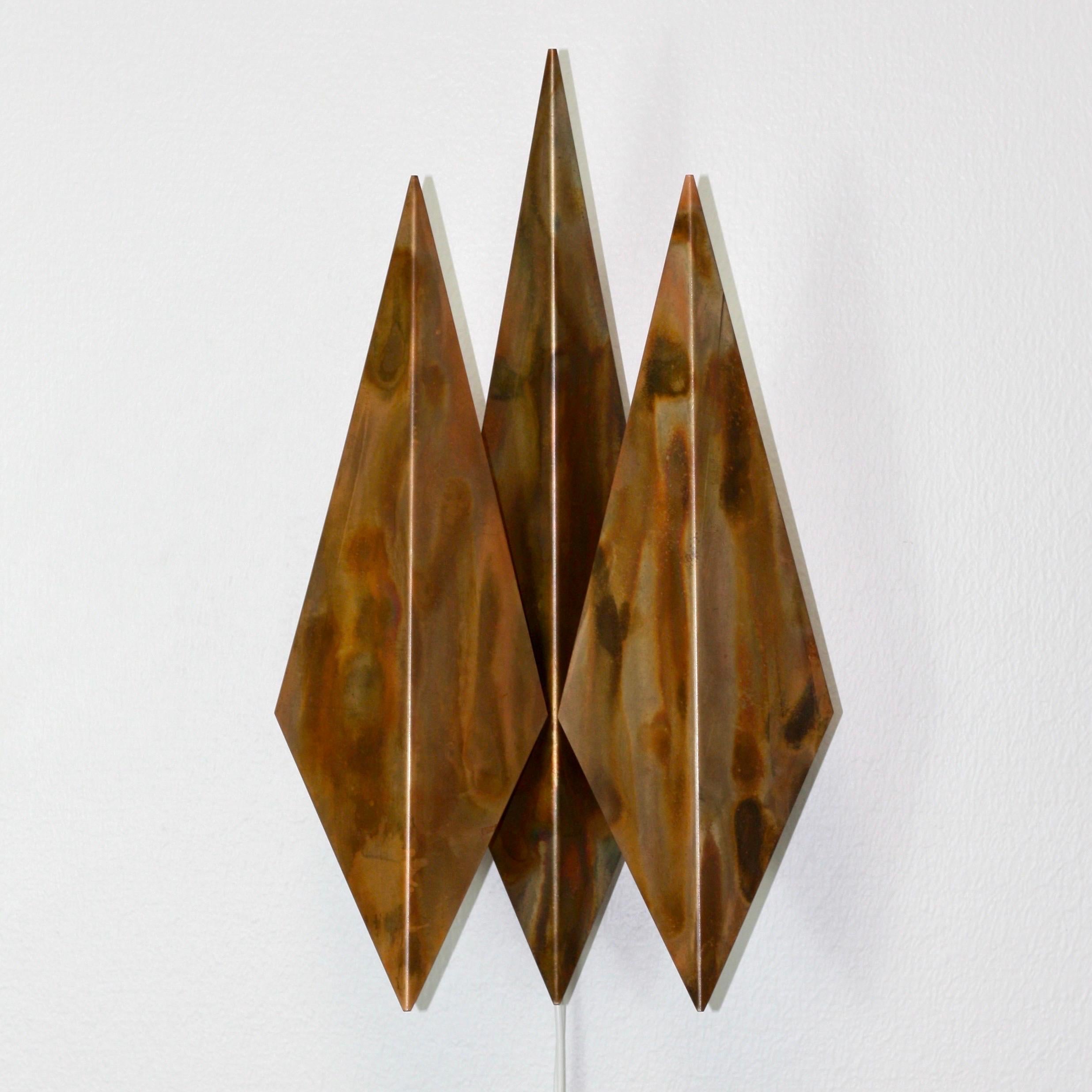 Mid-20th Century Pair of Copper Wall Lamps by Svend Aage Holm Sorensen, 1960s, Denmark For Sale