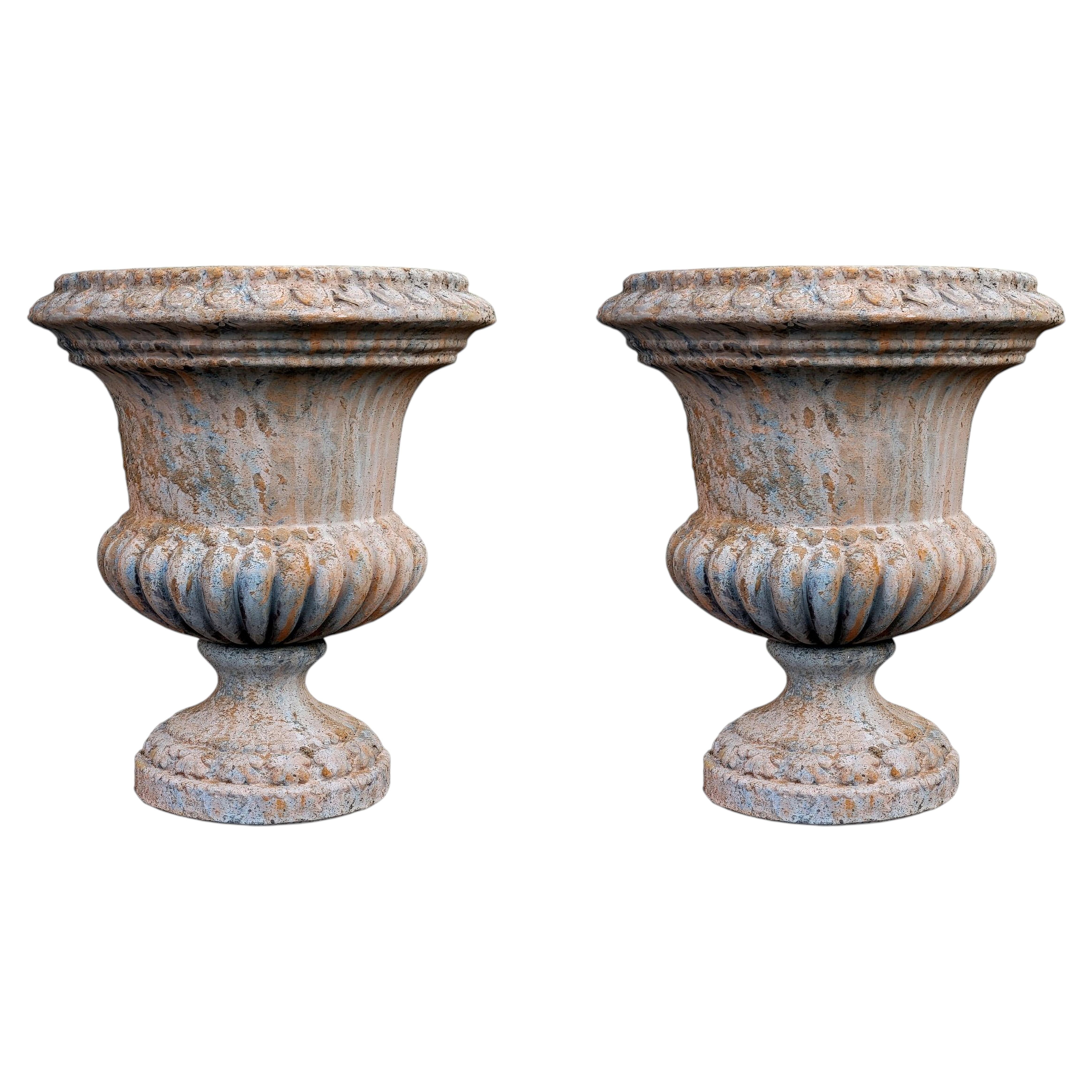 PAIR OF COPY OF ANCIENT SIENESE VASE FROM 1700 IN TERRACOTTA 21th Century For Sale