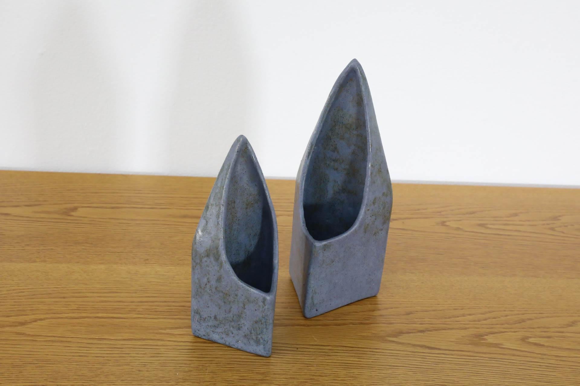 Pair of Cor Unum Lavendar Gray Ceramic Abstract Table Vases For Sale 4
