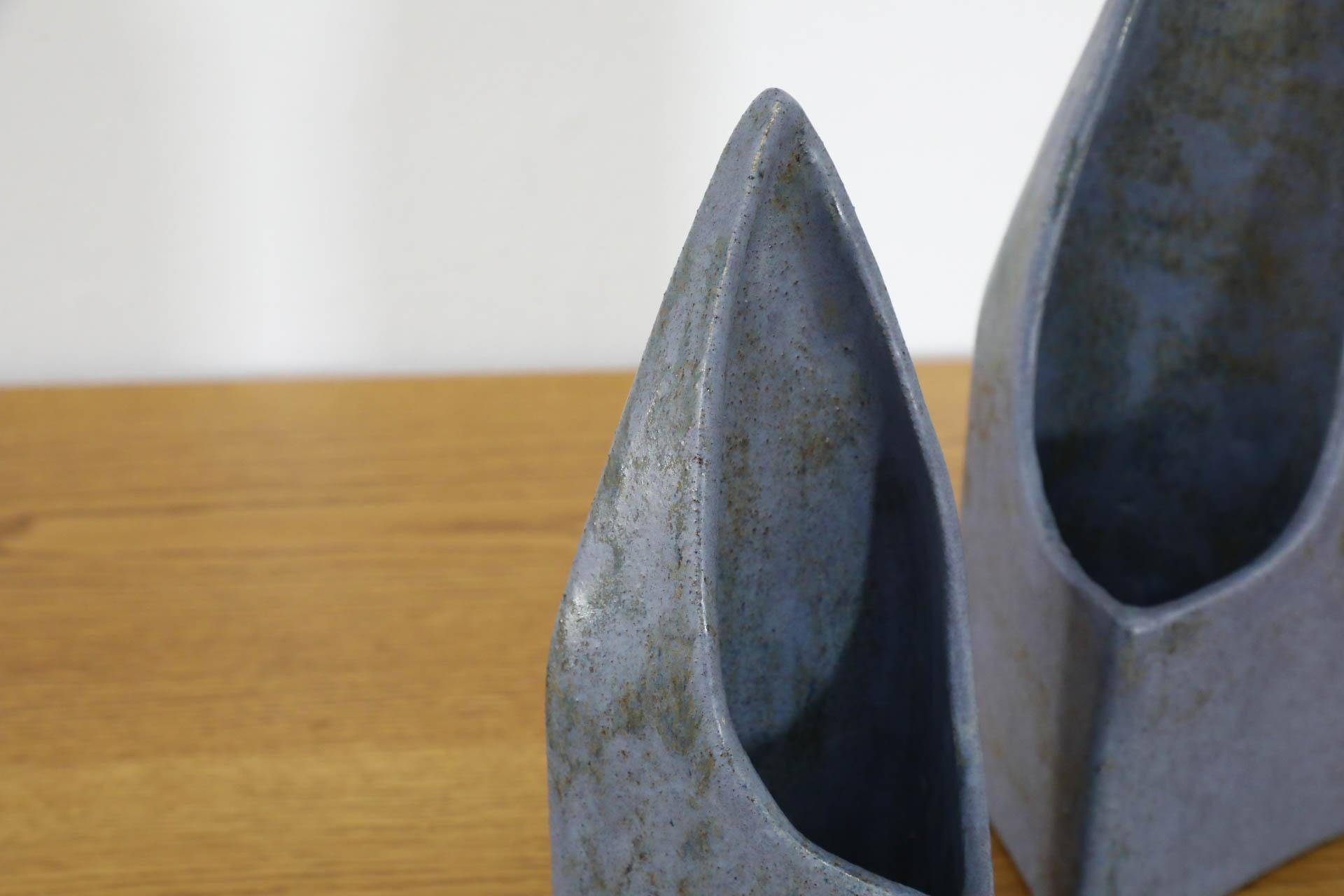 Pair of Cor Unum Lavendar Gray Ceramic Abstract Table Vases For Sale 5