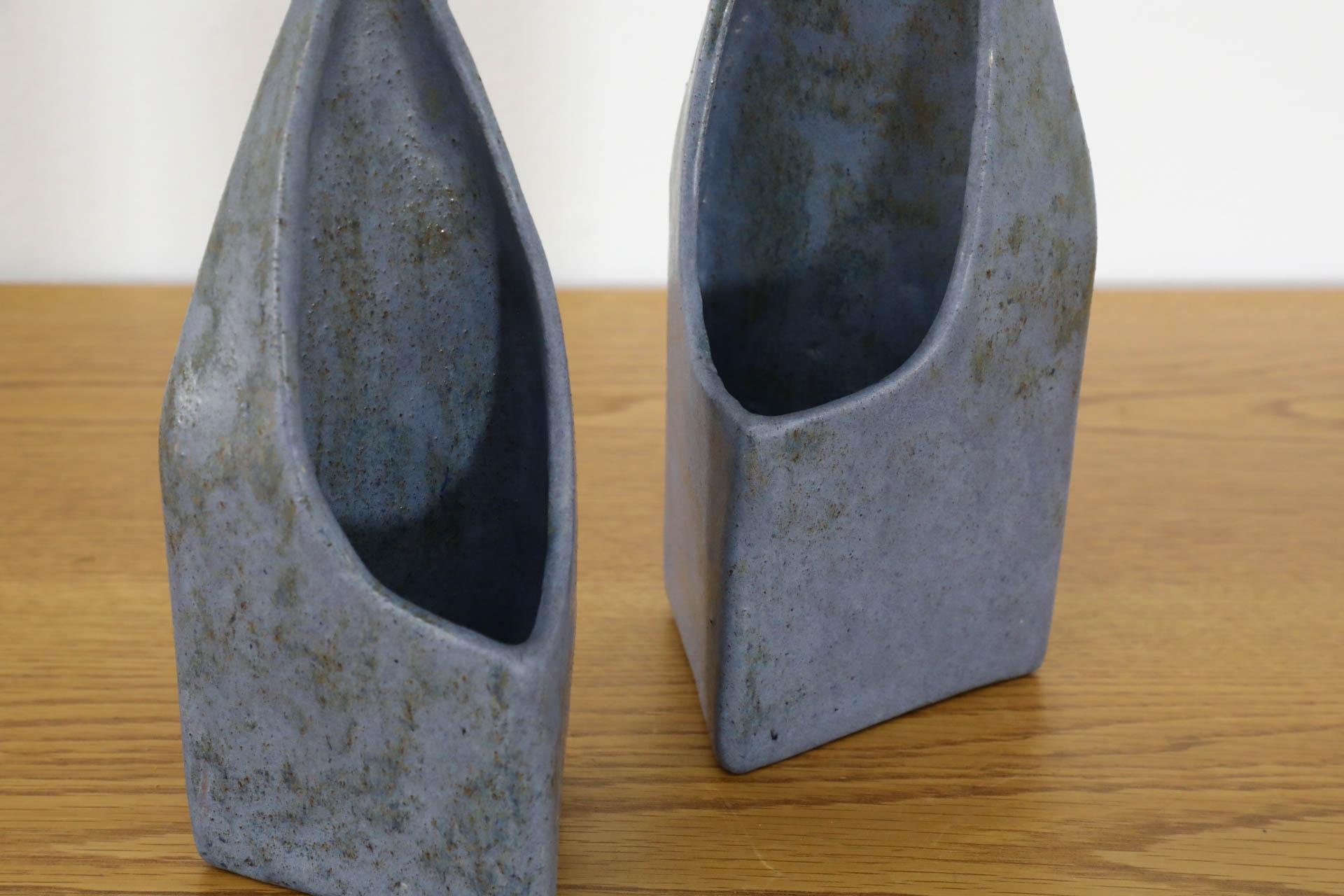 Pair of Cor Unum Lavendar Gray Ceramic Abstract Table Vases For Sale 7