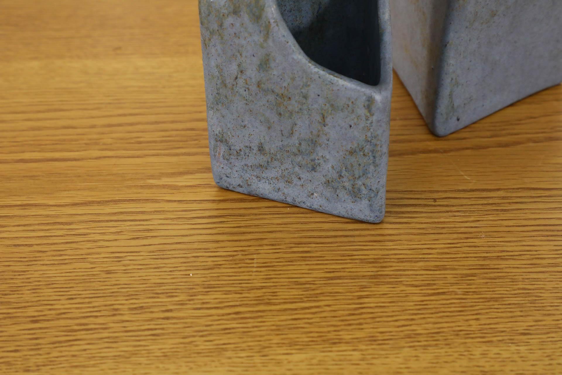 Pair of Cor Unum Lavendar Gray Ceramic Abstract Table Vases For Sale 8