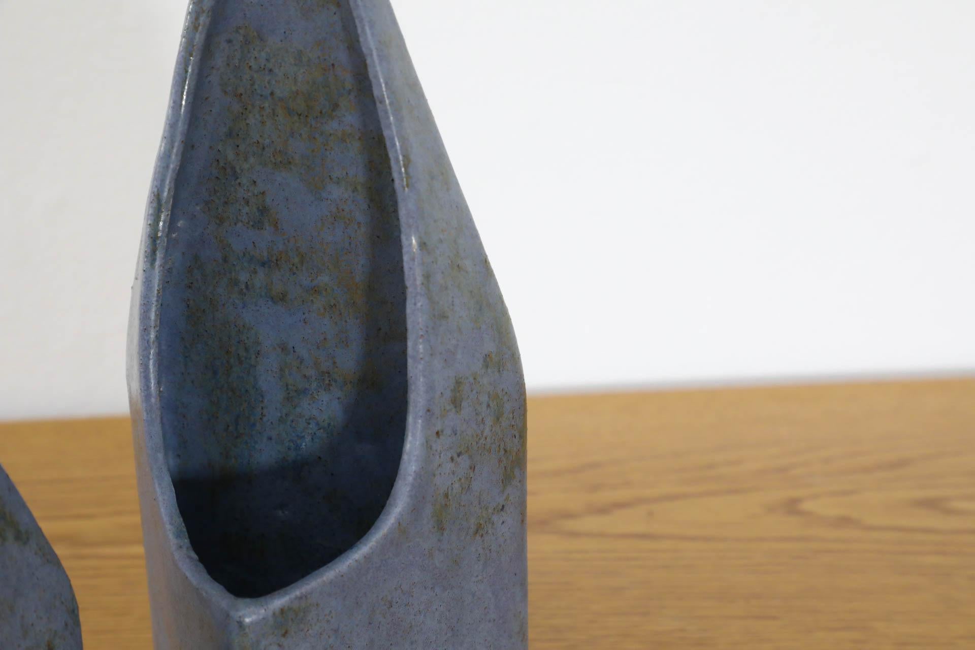 Pair of Cor Unum Lavendar Gray Ceramic Abstract Table Vases For Sale 9