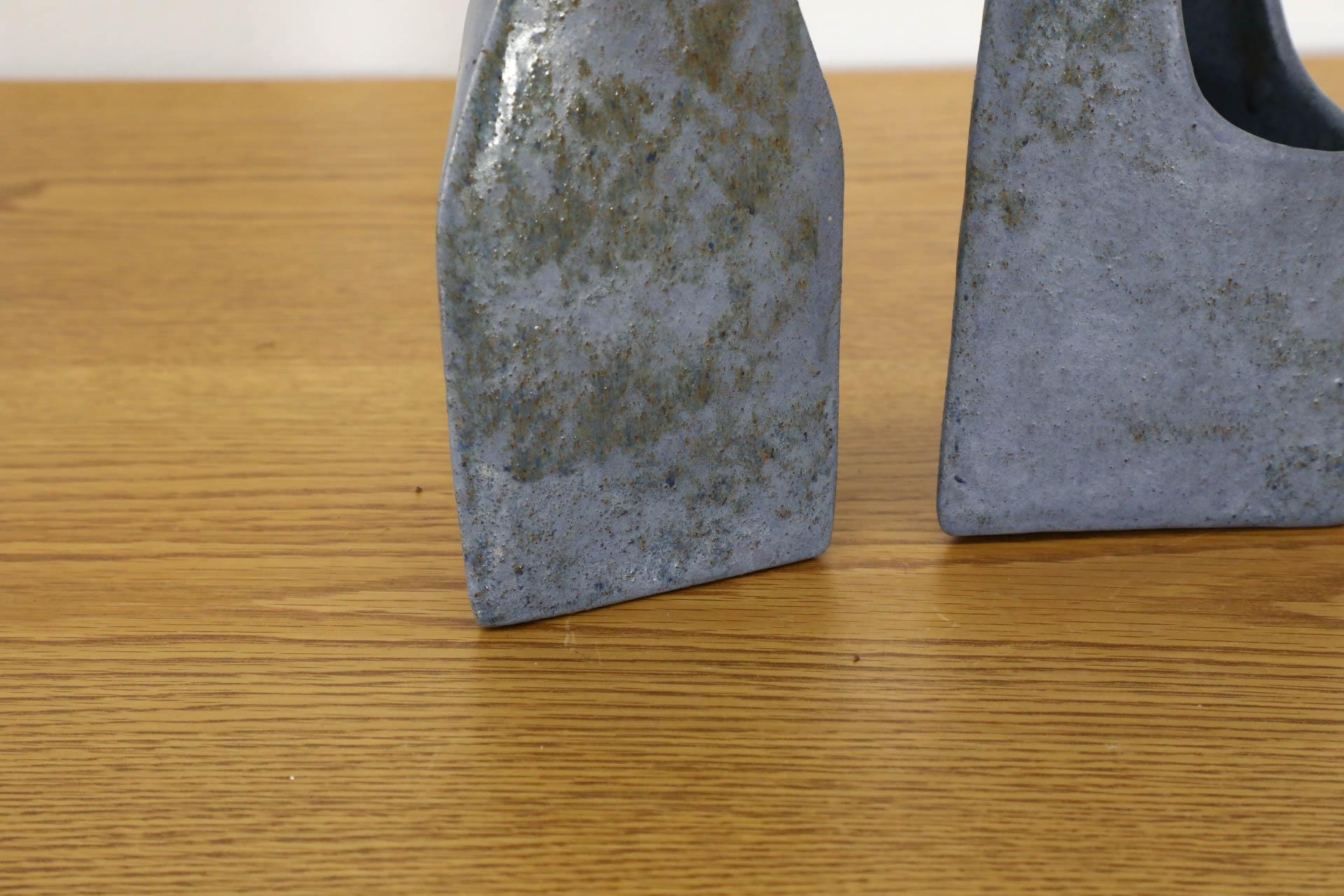 Pair of Cor Unum Lavendar Gray Ceramic Abstract Table Vases For Sale 11