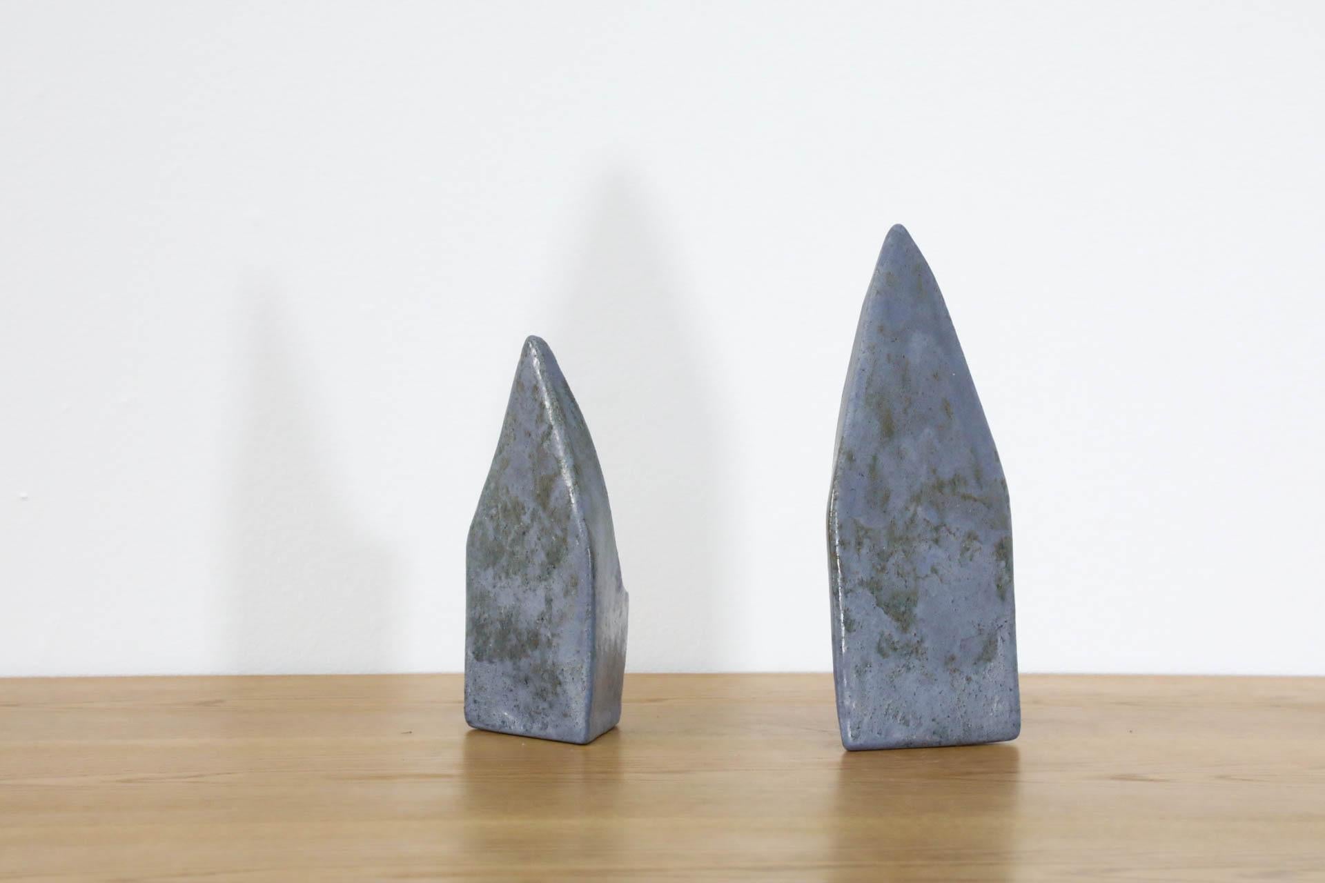 20th Century Pair of Cor Unum Lavendar Gray Ceramic Abstract Table Vases For Sale