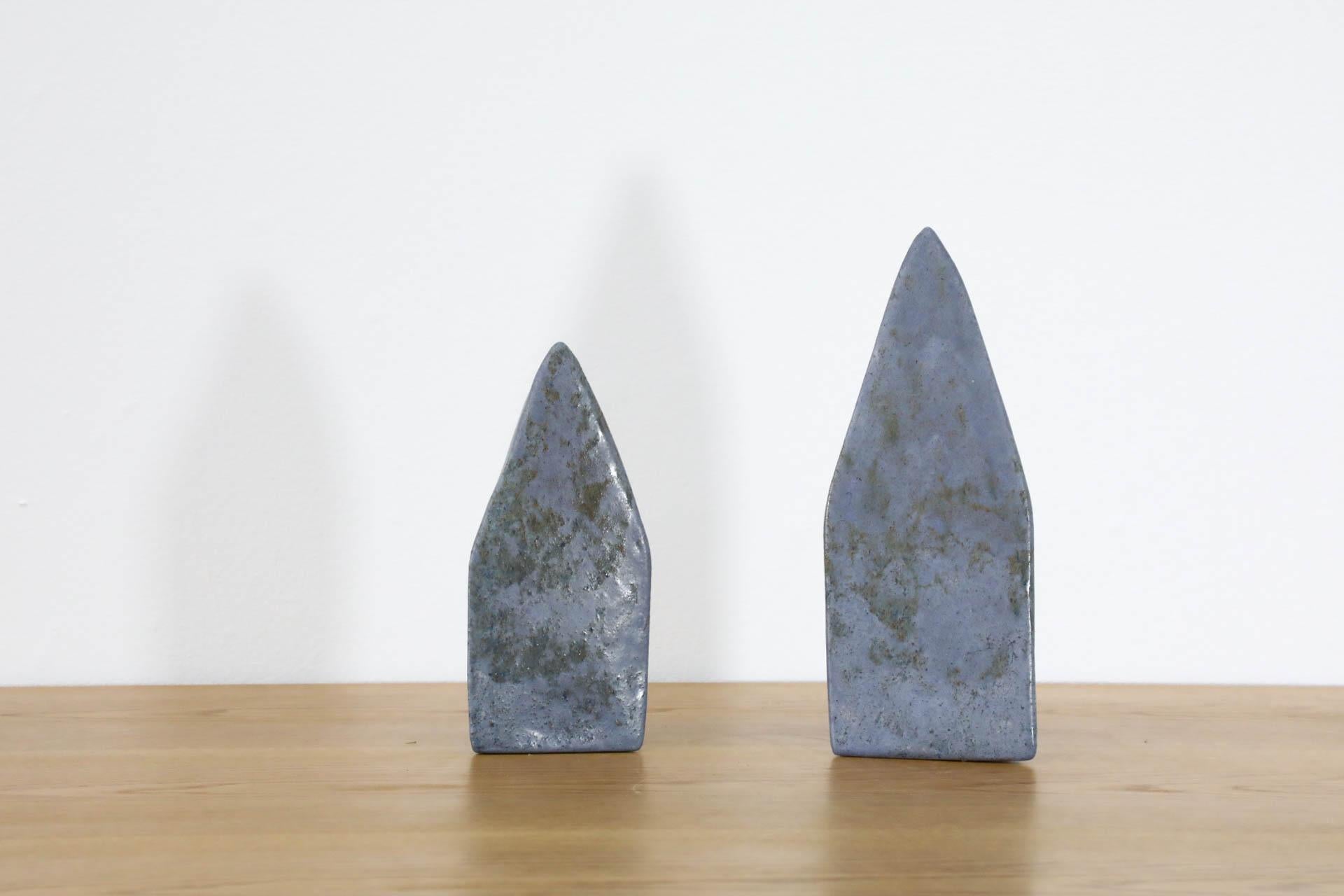 Pair of Cor Unum Lavendar Gray Ceramic Abstract Table Vases For Sale 1