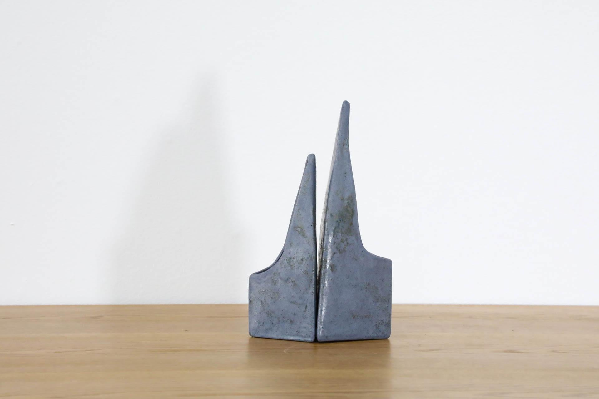 Pair of Cor Unum Lavendar Gray Ceramic Abstract Table Vases For Sale 2