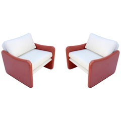 Pair of Coral and White Lounge Chairs by Metropolitan