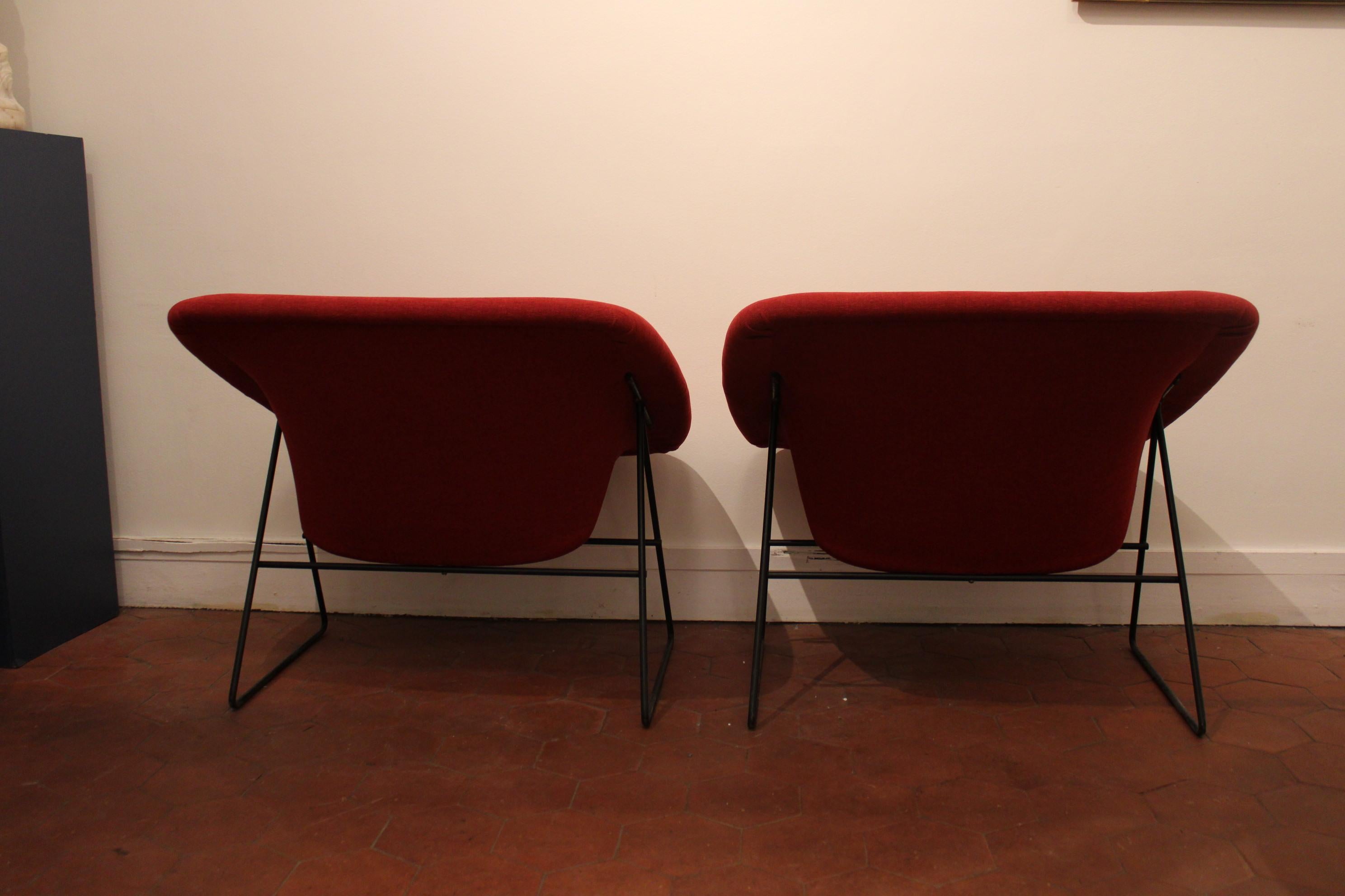 Fabric Pair of Corb armchairs by the A.R.P. For Sale